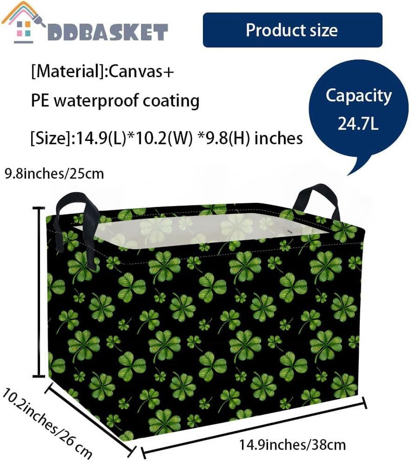 DDBASKET Rectangle Patrick's Day Baskets Kids Baskets Clover Storage Bin Organizer Box for Room Decor Gift Basket - Image 2